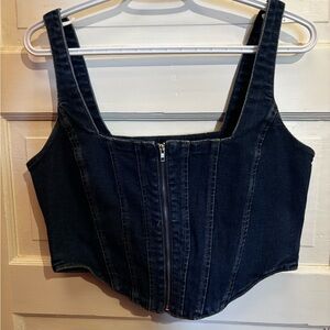 Refuge Dark Blue Denim Crop Top